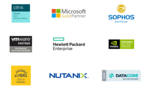 Auszug unserer Partner: Citrix, Microsoft, Sophos, VMware, HPE, nVidia, IGEL, Nutanix, DataCore